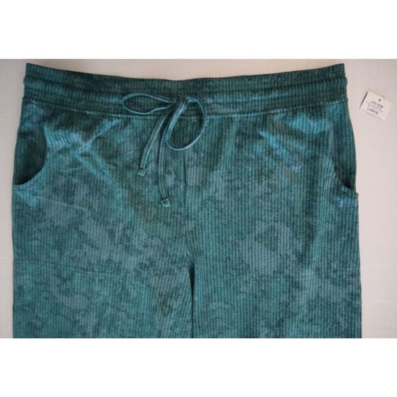 Jenni Women's Sz L Green Subtle Tie Dye 2-pc Cozy Ribbed Knit Pajama Set - Picture 9 of 16